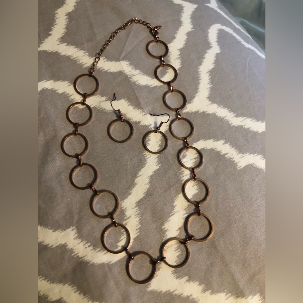 Copper colored costume jewelry set